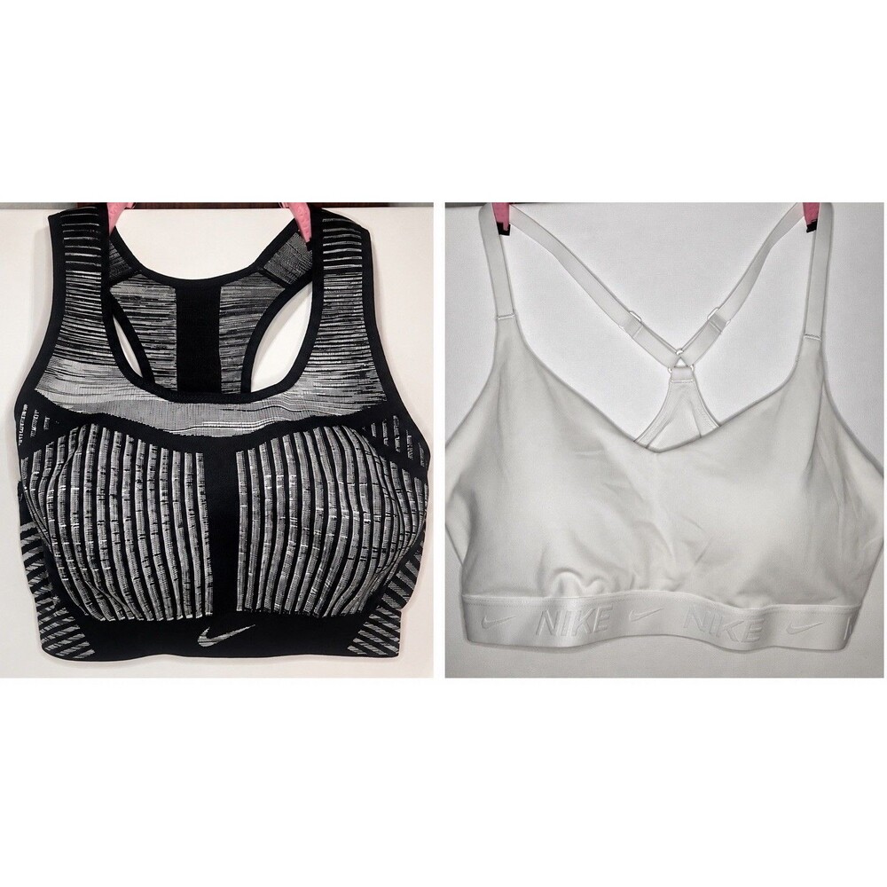 Nike Sports Bra Bundle – Flyknit High Support + Indy Medium Support – Size Large